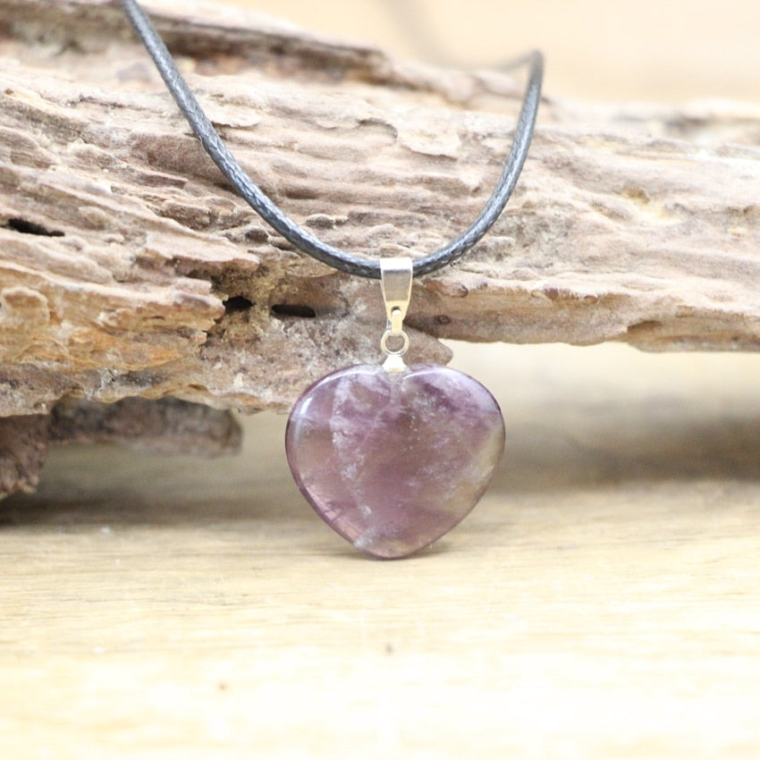 Natural Agates Quartz Heart Shape Pendant - Orchid Unique