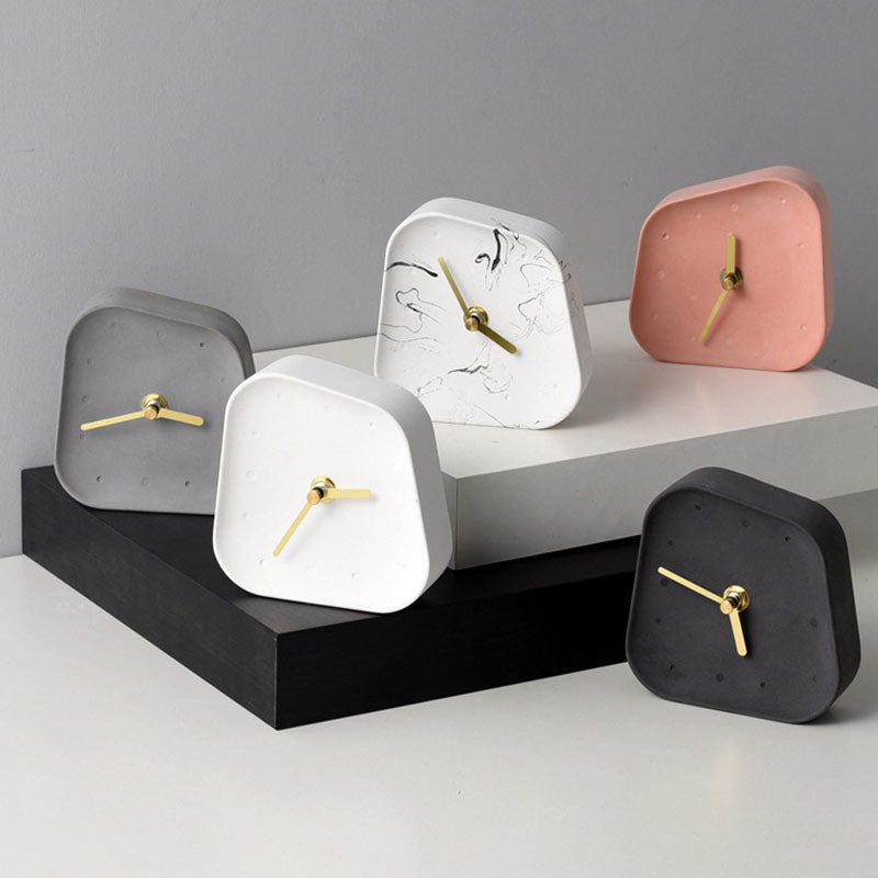 Geometry Shaped Cement Table Clock - Orchid Unique