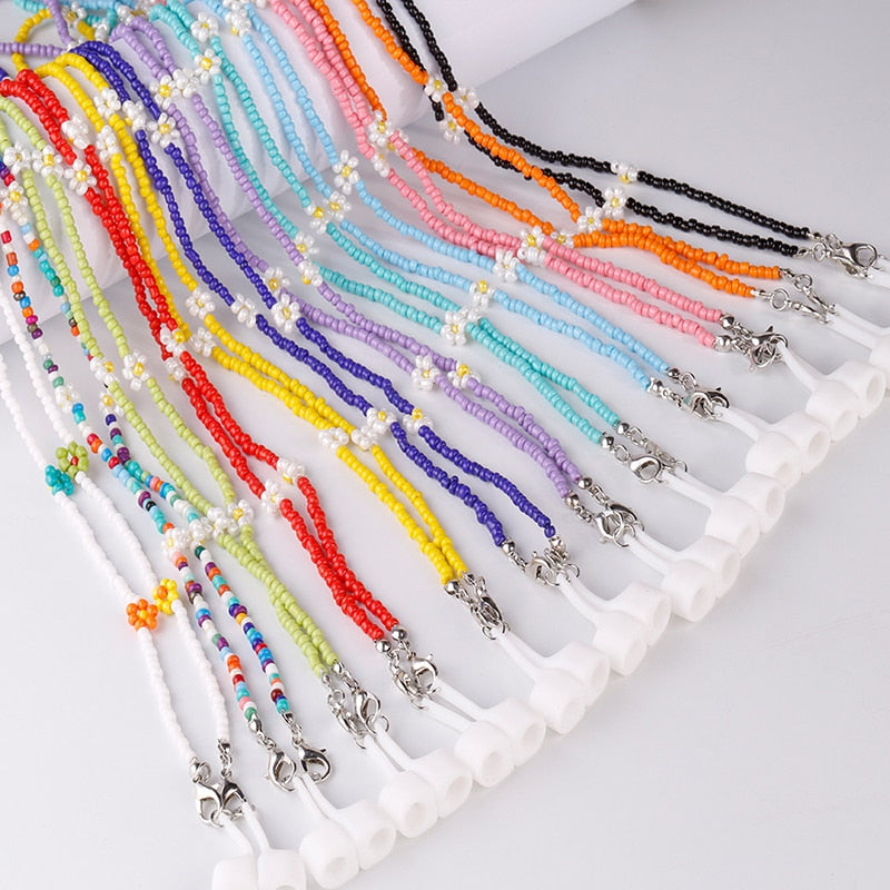 Mixed Color Beads Mask Strap - Orchid Unique