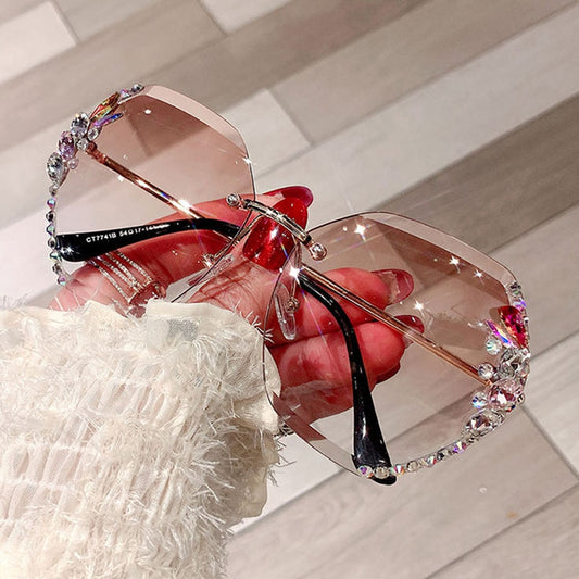 Vintage Rimless Rhinestone Sunglasses - Orchid Unique