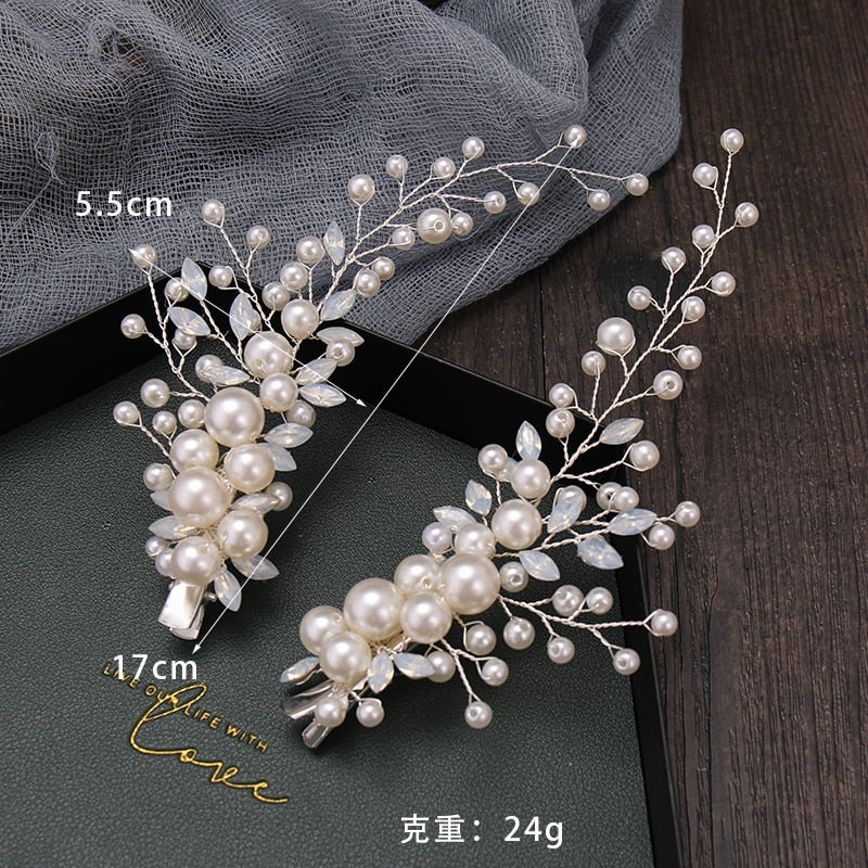 Rhinestone Pearl Hair Clip - Orchid Unique