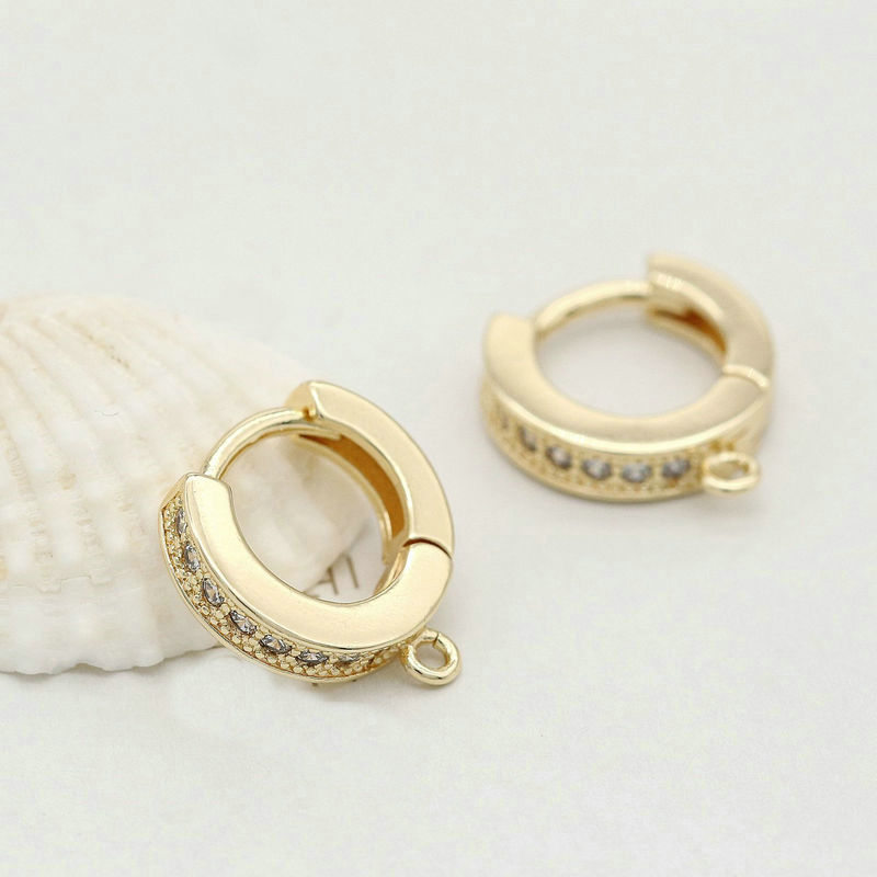 Hoop Hooks Earring 14k Gold Plated Inlaid Zircon - Orchid Unique