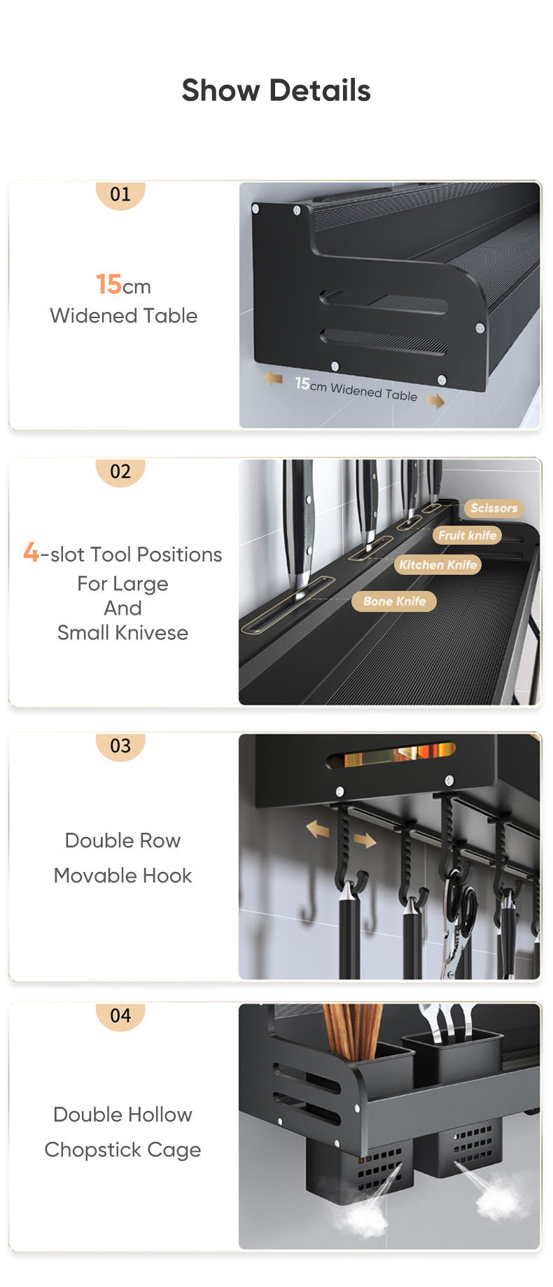 Multipurpose Kitchen Rack Wall - Orchid Unique