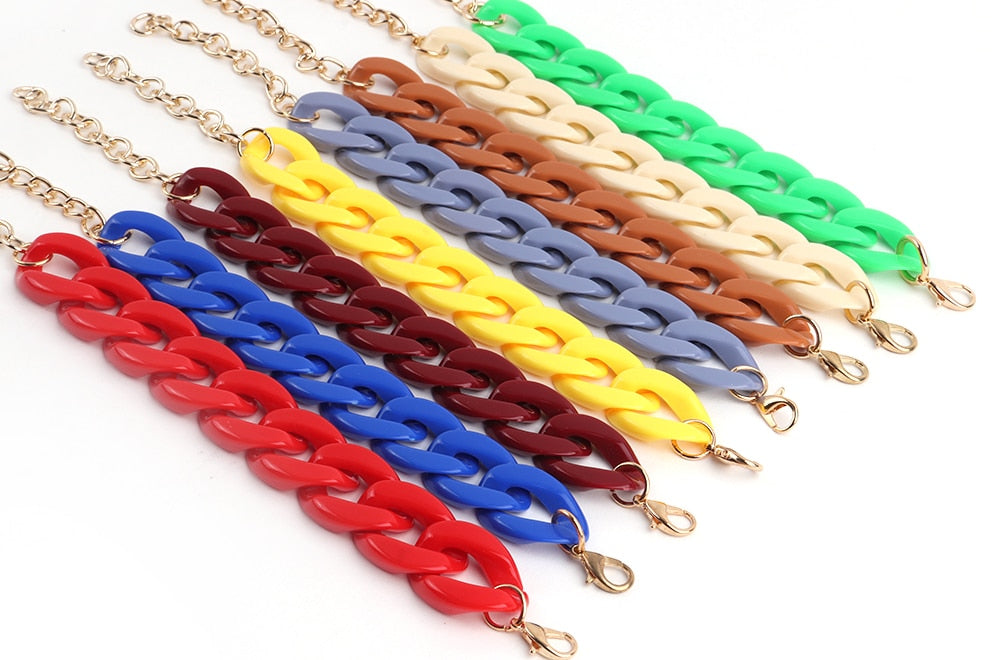 Colorful Acrylic Thick Chain Bracelets - Orchid Unique