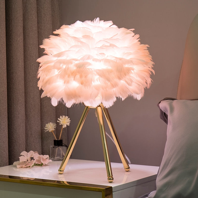 Feather Bedroom Table Lamp - Orchid Unique