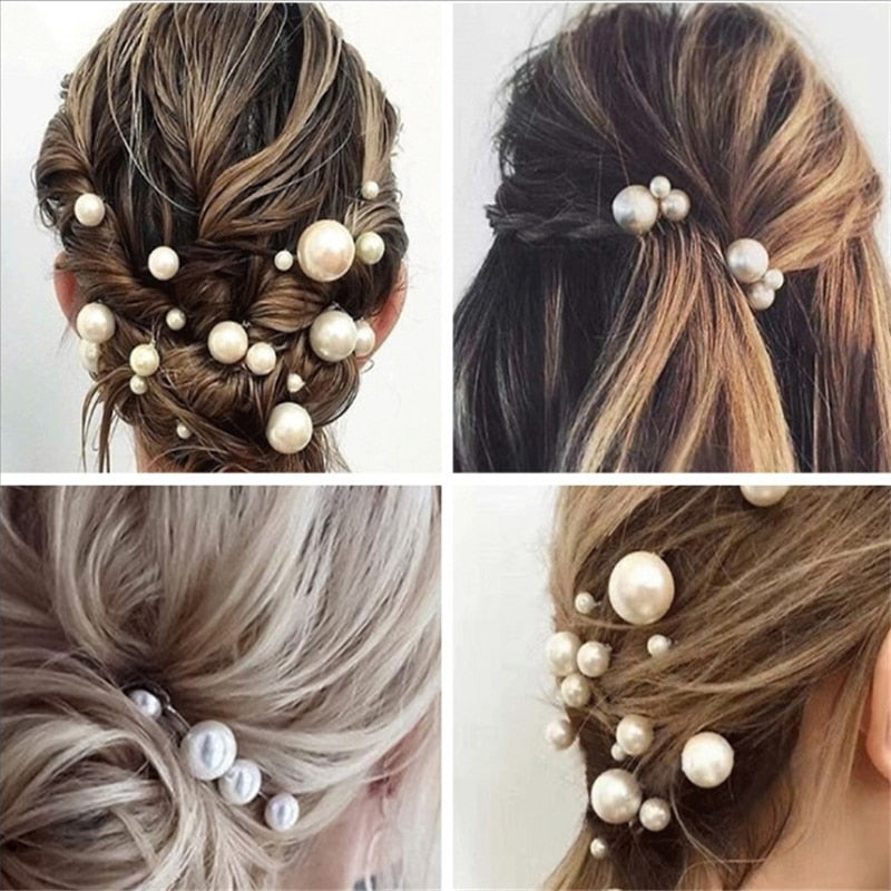 Women U-shaped Pin Metal Barrette Clip Hairpins Simulated Pearl Bridal Tiara Hair Accessories Wedding Hairstyle Design Tools - Orchid Unique