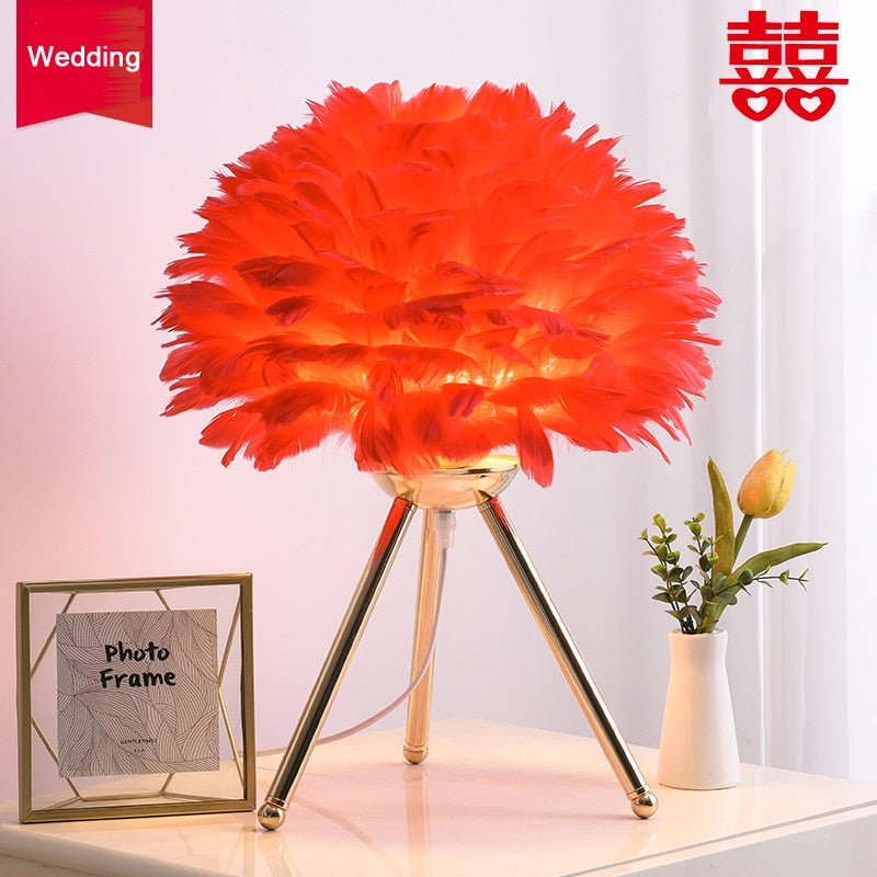 Feather Bedroom Table Lamp - Orchid Unique