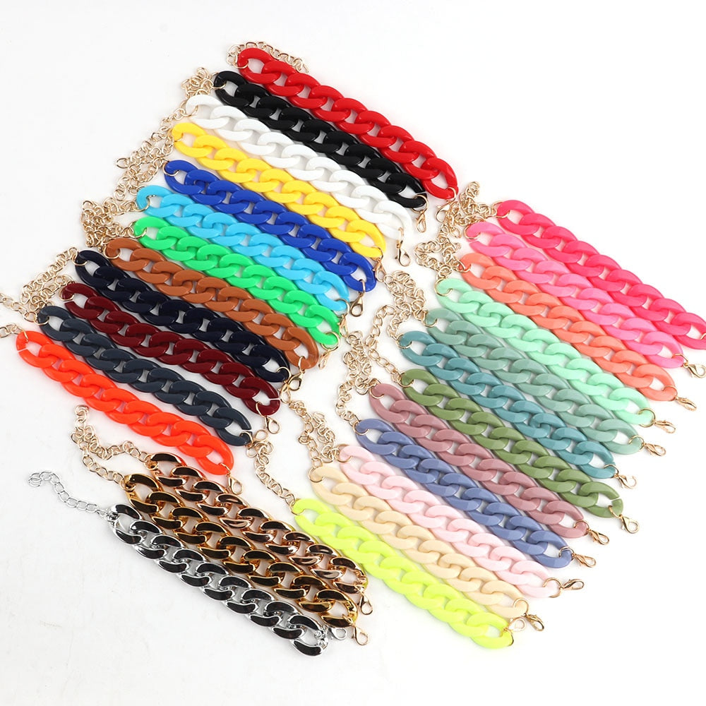 Colorful Acrylic Thick Chain Bracelets - Orchid Unique