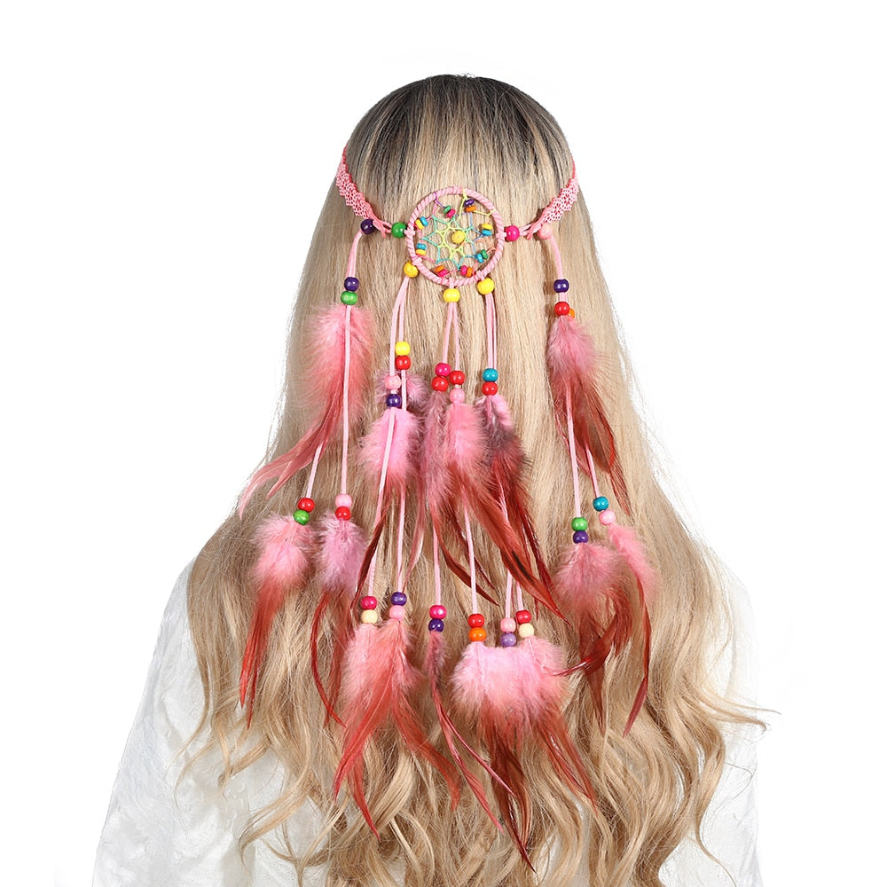 Festival Boho Feather Headband - Orchid Unique