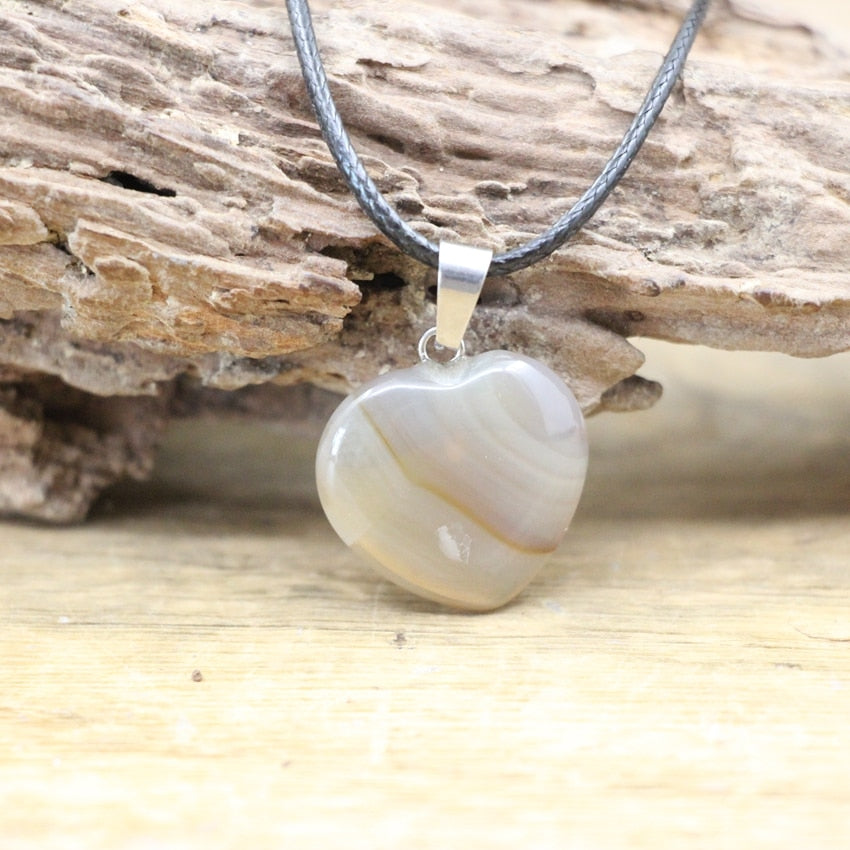 Natural Agates Quartz Heart Shape Pendant - Orchid Unique