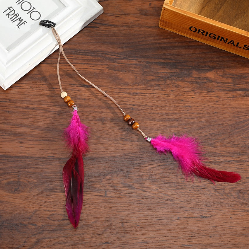 Levao Indian Festival Tassel Feather Hair Combs Hairpins for Women Hippie Headpiece Ethnic Head Band Hair Comb Clips Headwear - Orchid Unique