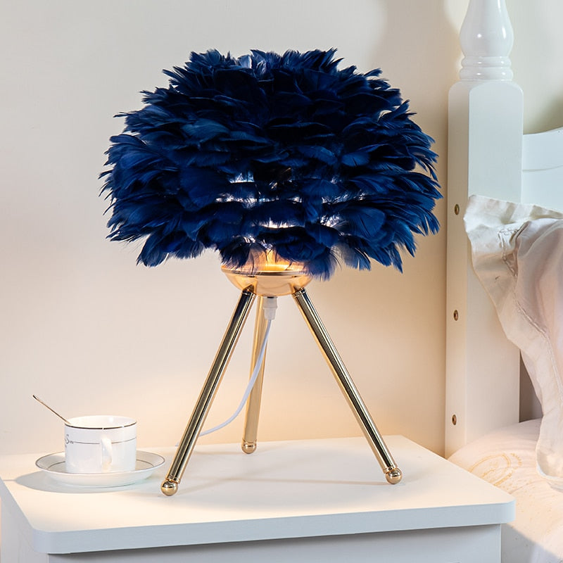 Feather Bedroom Table Lamp - Orchid Unique