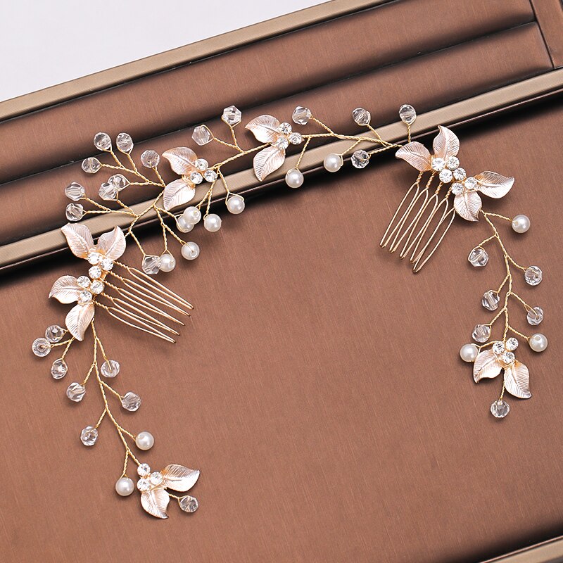 Pearl Leaf Comb Headband - Orchid Unique