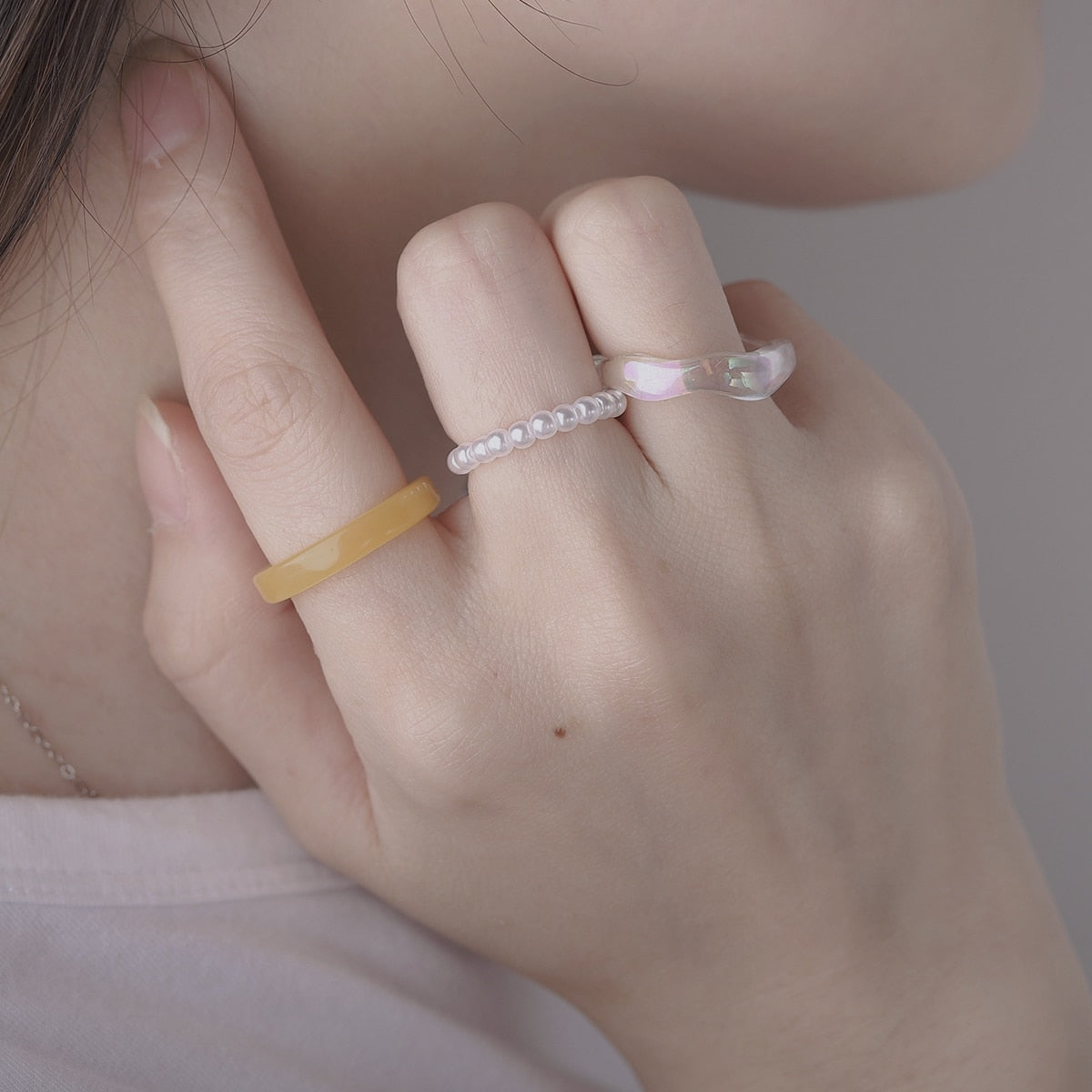 3pcs/set Acrylic Ring Set - Orchid Unique