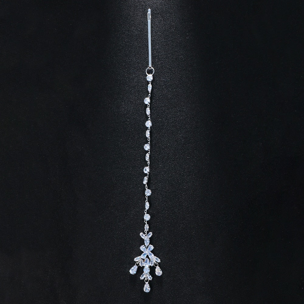 Stonefans Boho Bridal Wedding Head Chain Exquisite Cubic Zirconia Leaf Forehead Headband Chain Hair Jewelry for Women Headpiece - Orchid Unique