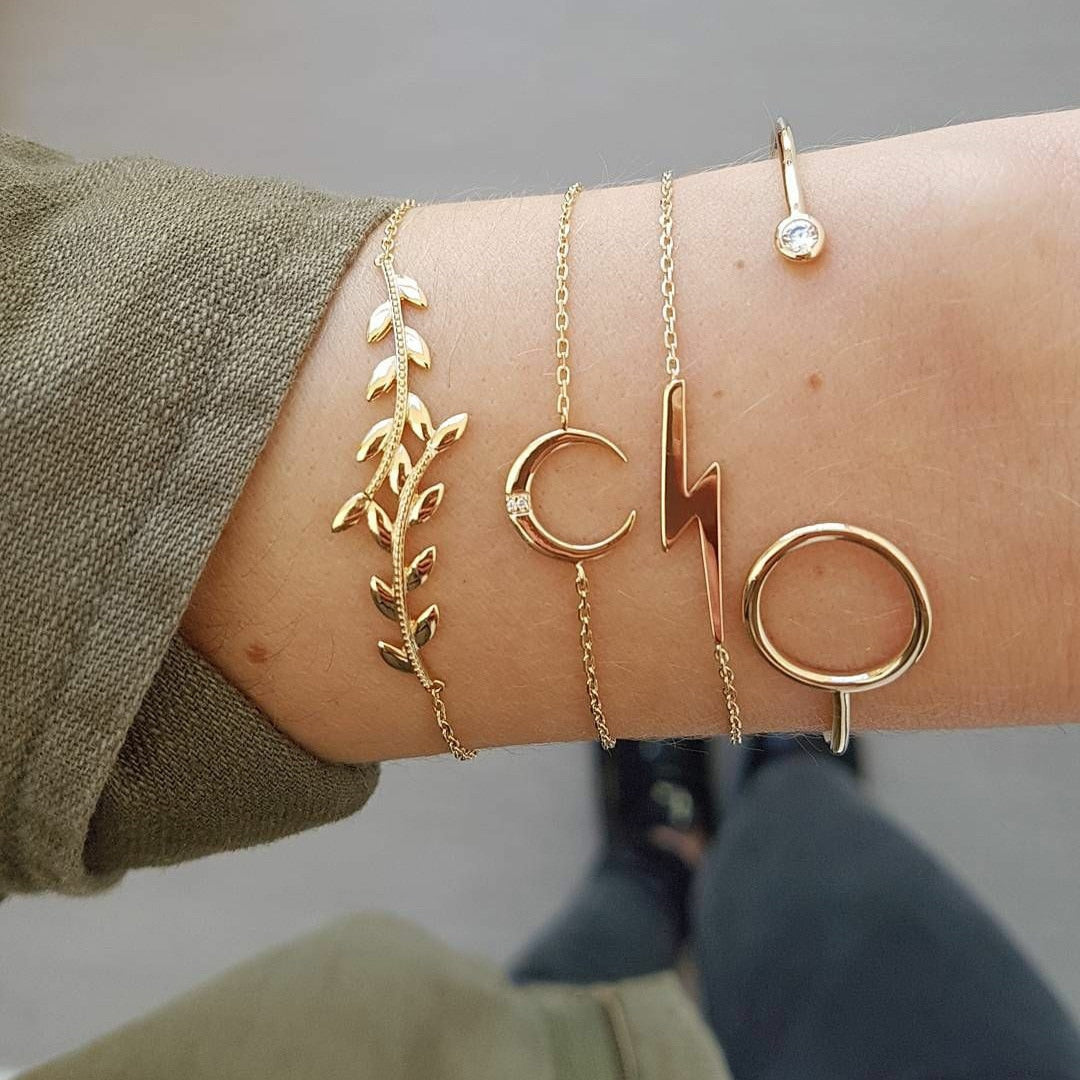 4pc Inlaid Green Gemstone Bracelet Set - Orchid Unique