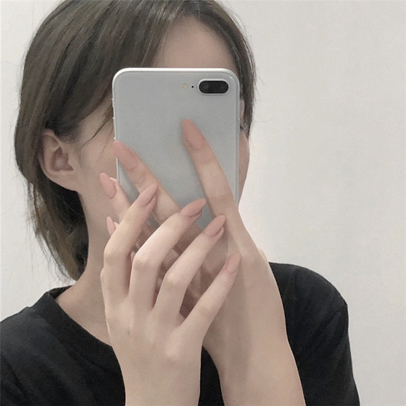 Short Coffin Fake Nails - Orchid Unique