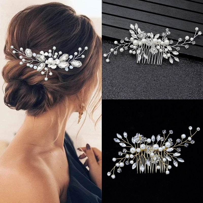 Elegant Crystal Wedding Hair Combs - Orchid Unique
