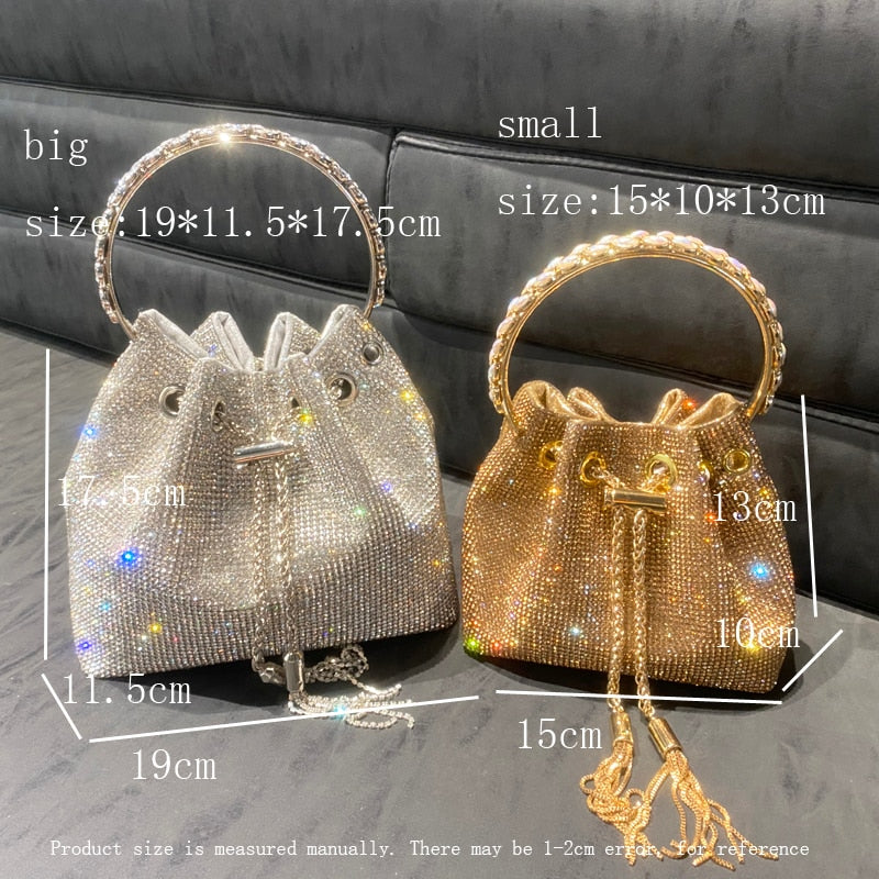 purses and handbags bags for women luxury Designer bucket clutch purse evening banquet bag Crystal rhinestone shoulder bag - Orchid Unique