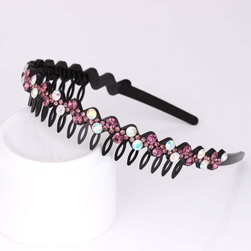 Fashion Pearl Non-Slip Rhinestone Hairbands Elastic Flower Women Hair Hoop Bands Headband Bezel Girls Hair Accessories Headdress - Orchid Unique