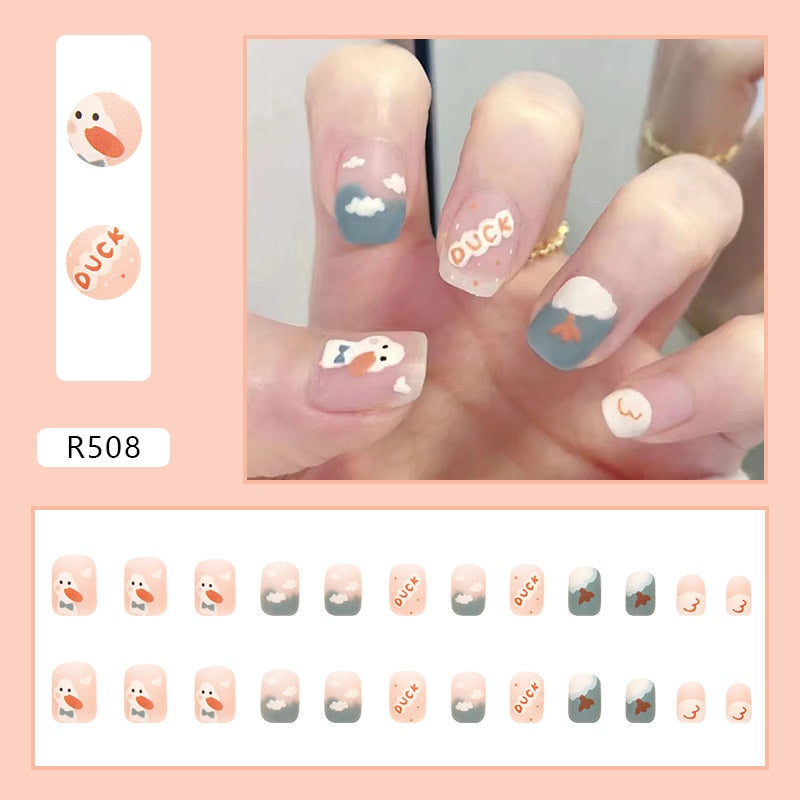 Cute Childlike Press on Nail Art - Orchid Unique