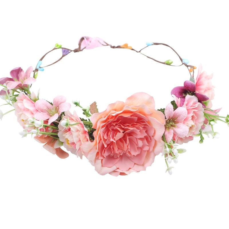 Rustic Bridesmaid Hair Flower Headbands Wedding Hair Accessories Bridal Flower Crown Headpieces Bridal Flower Girls Garland - Orchid Unique