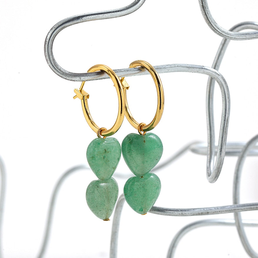 Bohemian Natural Stone Beads Hoop Earrings - Orchid Unique