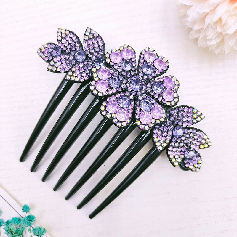 Crystal Flower Hair Combs - Orchid Unique