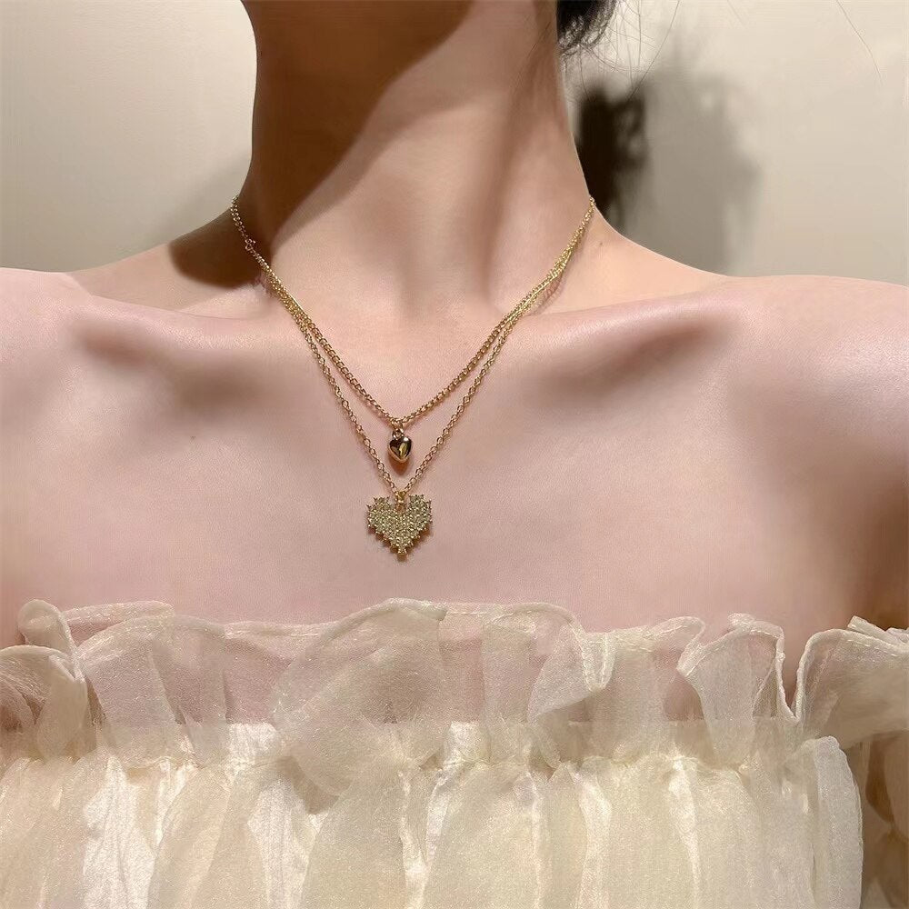 Double Butterfly Necklace Pendant Set - Orchid Unique