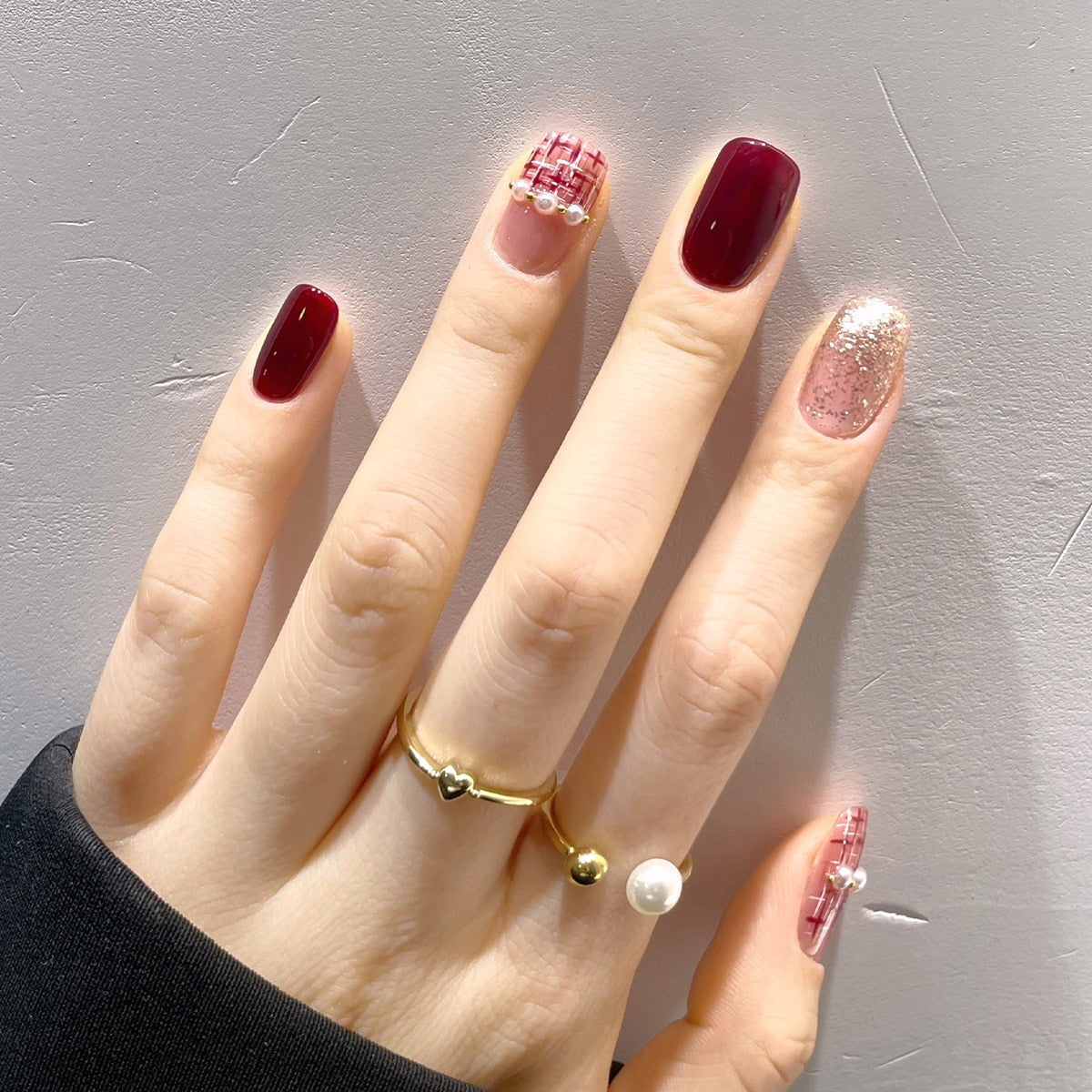 Rhinestone Design Artificial Nails - Orchid Unique