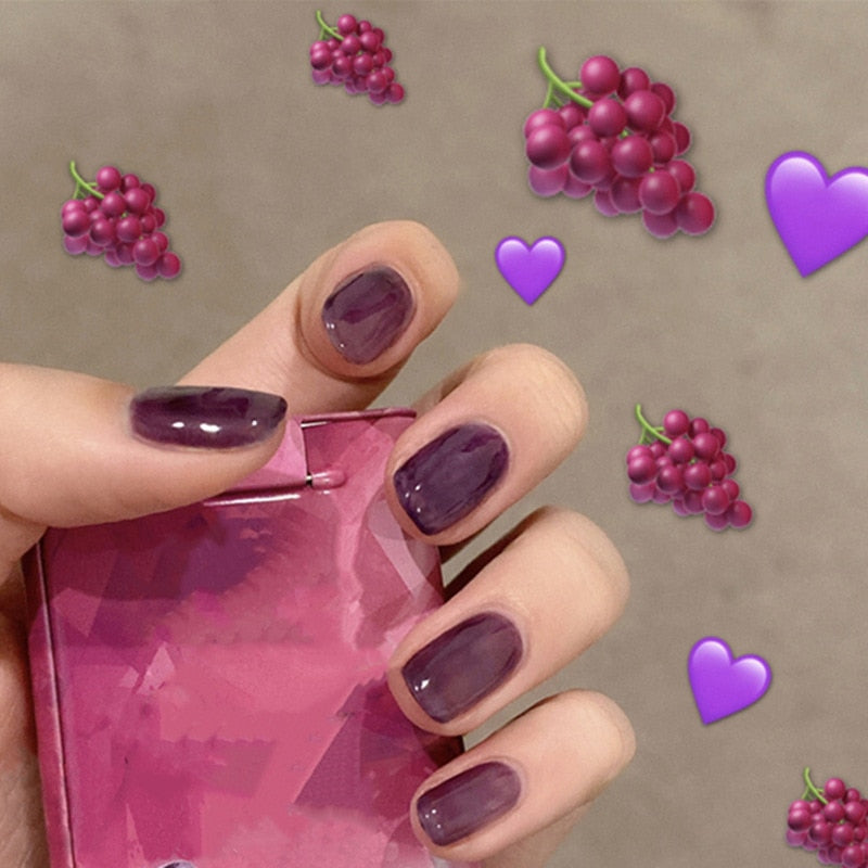 Short Coffin Fake Nails - Orchid Unique