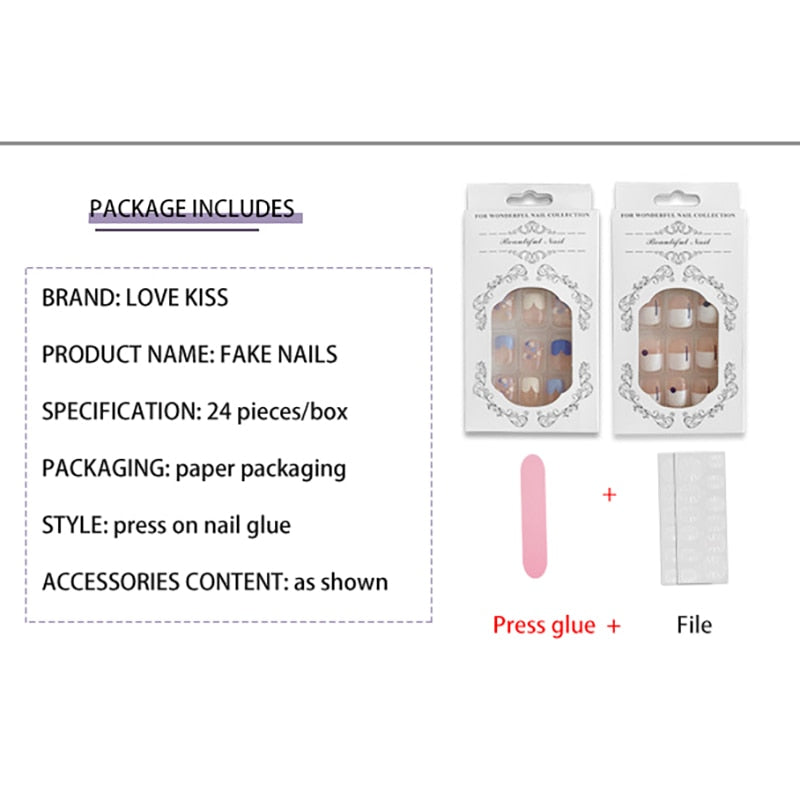 Short Reusable Fake Nails Press on - Orchid Unique