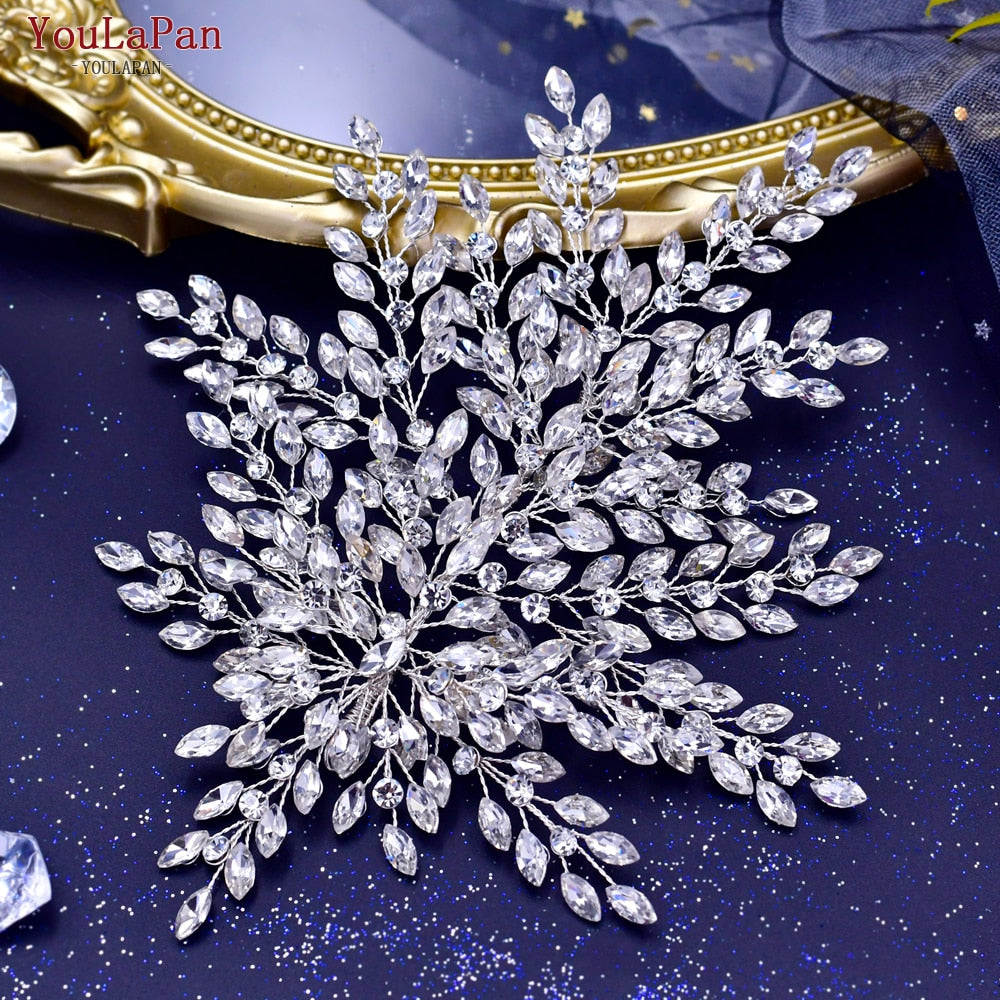 YouLaPan HP438 Shiny Bridal Headdress Luxury Wedding Headband Women Hair Accessories Queen Headpiece Party Banquet Headwear - Orchid Unique