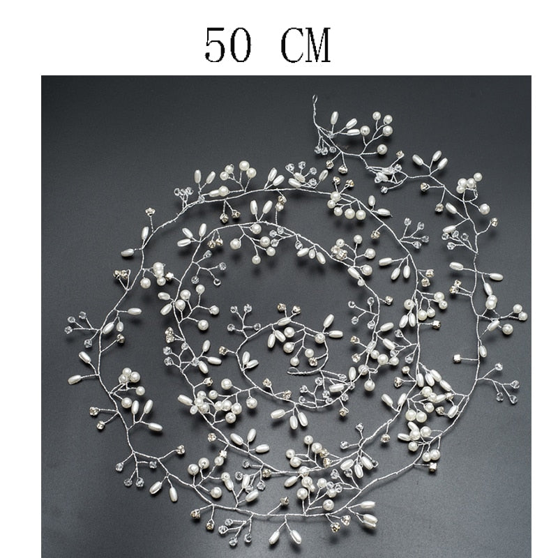 Bridal Wedding Crystal Bride Hair Accessories Pearl Flower Headband Handmade Hairband Beads Decoration Hair Comb For Women - Orchid Unique
