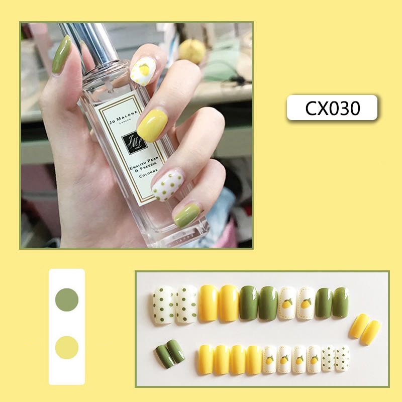 Short Reusable Fake Nails Press on - Orchid Unique