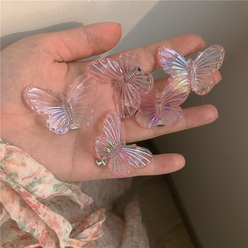 Transparent Butterfly Pink Hairpin - Orchid Unique