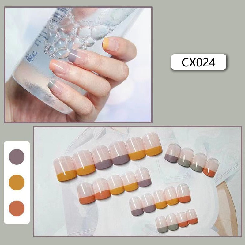 Short Reusable Fake Nails Press on - Orchid Unique