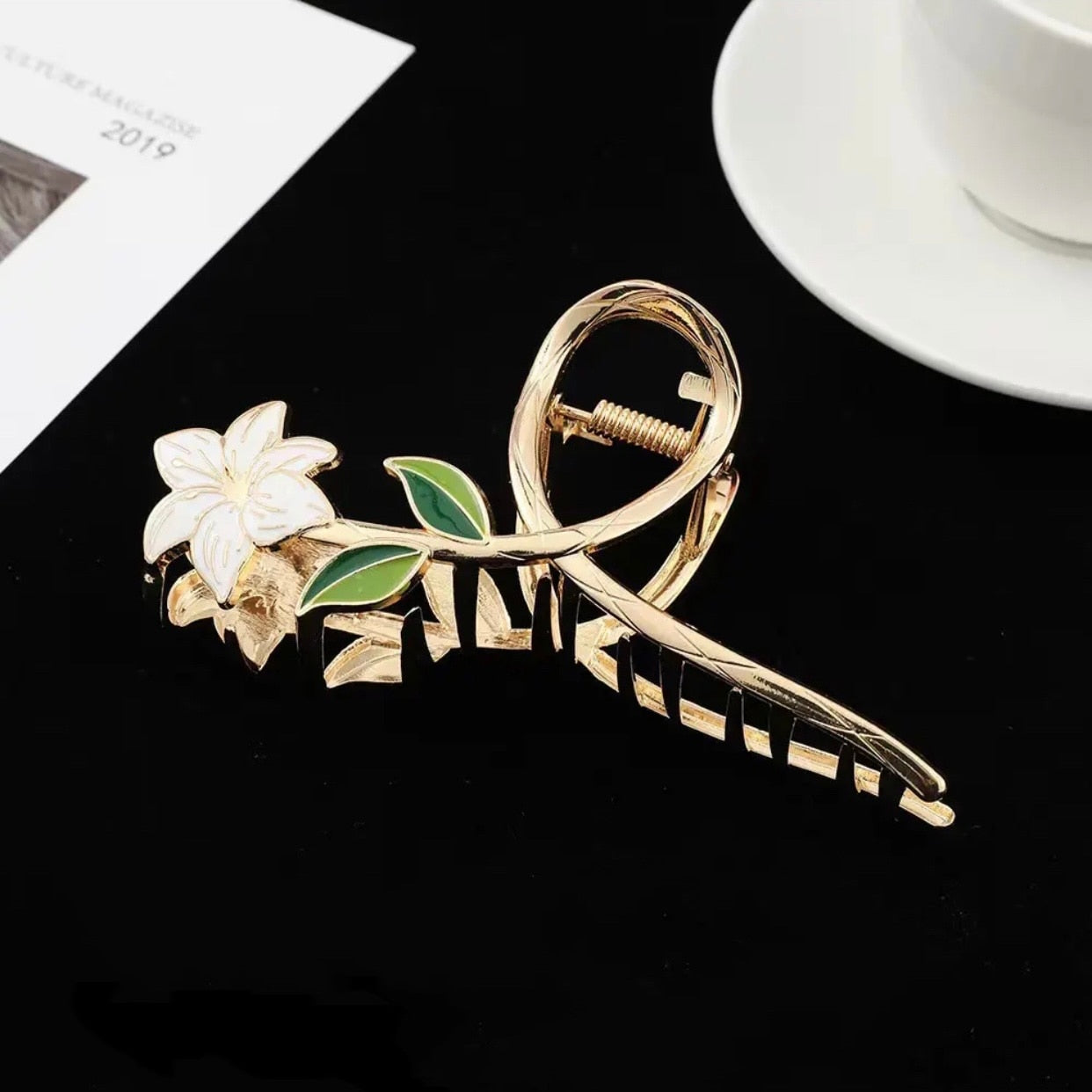 New Women Metal Hair Claw Elegant Gold Flowers Hair Clips Barrette Crab Headband Ponytail Clip Headwear hair accessories tiara - Orchid Unique