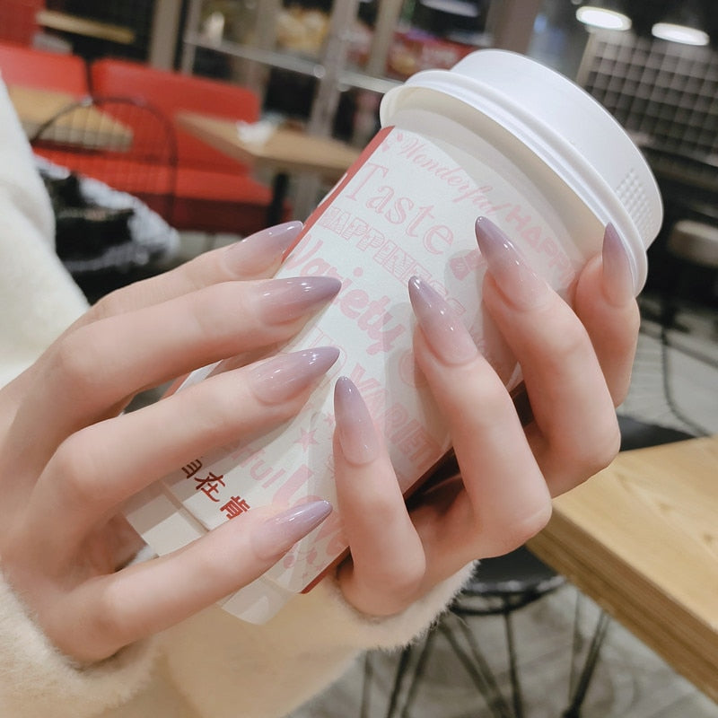 Mid-length Stiletto Nail Tips - Orchid Unique