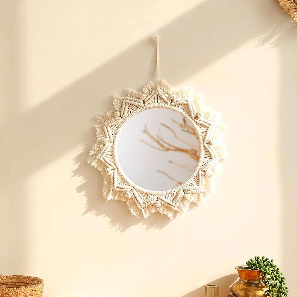 BOHO Macrame Decorative Wall Mirror - Orchid Unique