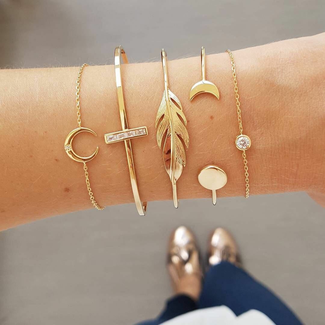 4pc Inlaid Green Gemstone Bracelet Set - Orchid Unique