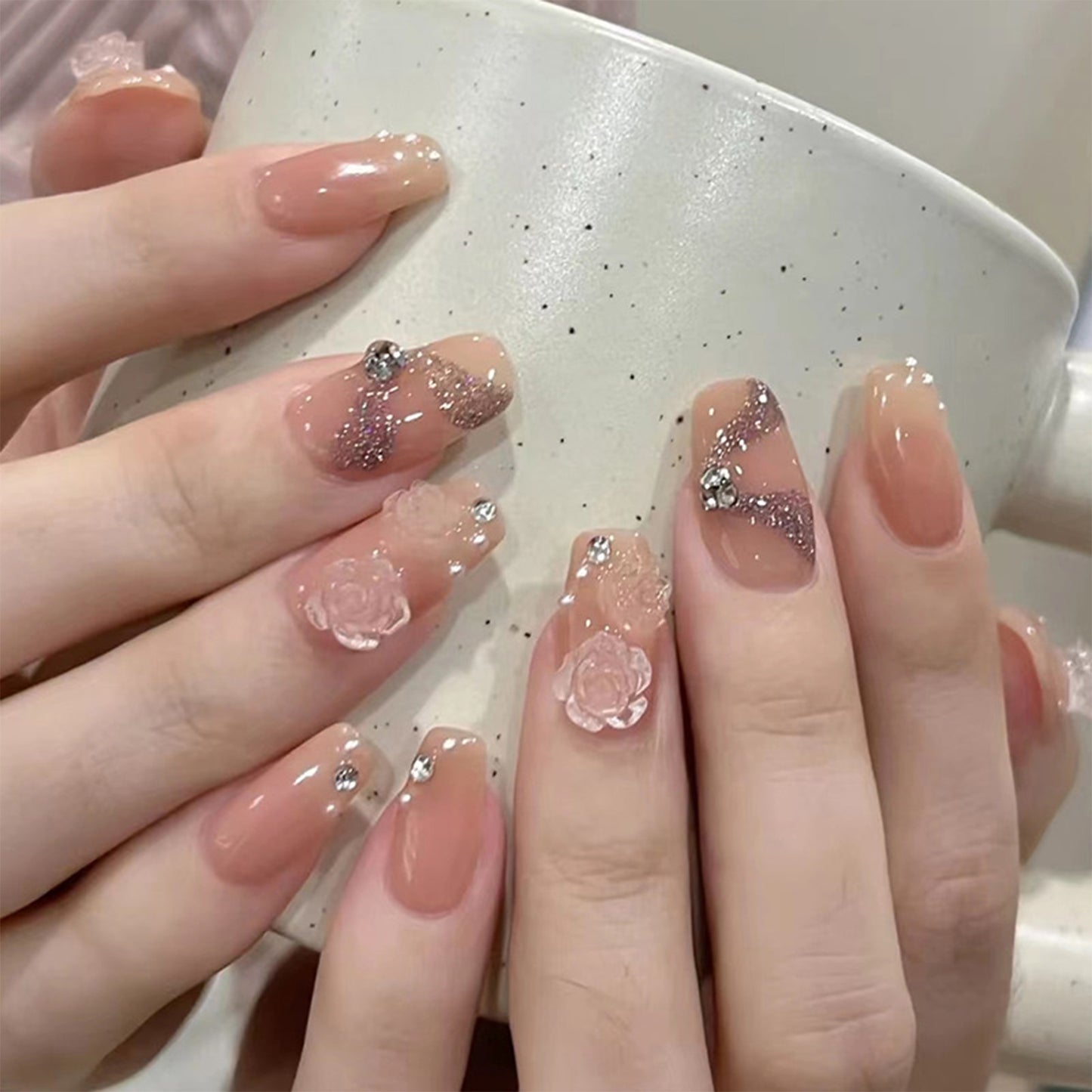 Short Fake Nails With Glue - Orchid Unique