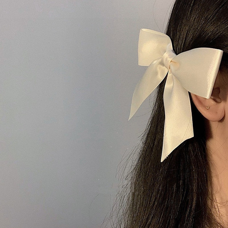Two ribbons hairbow clips - Orchid Unique