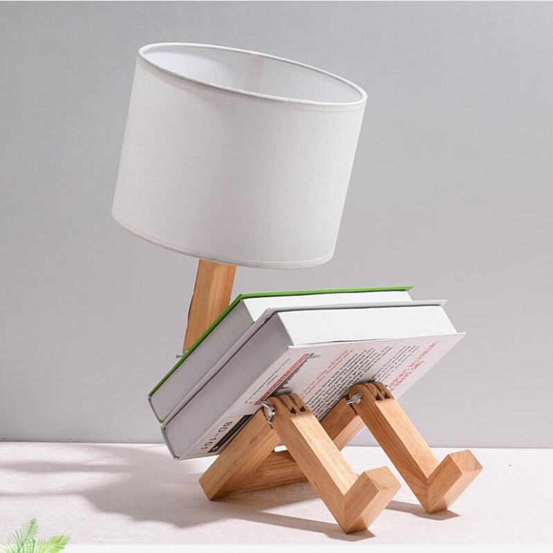 Robot Shape Wooden Table Lamp - Orchid Unique