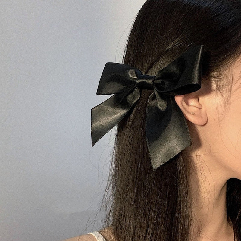 Two ribbons hairbow clips - Orchid Unique
