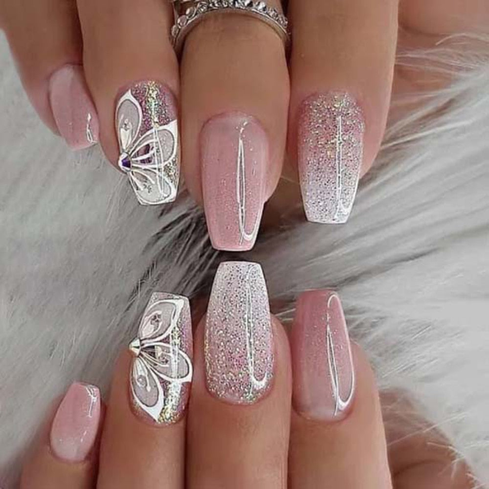 Short Fake Nails With Glue - Orchid Unique