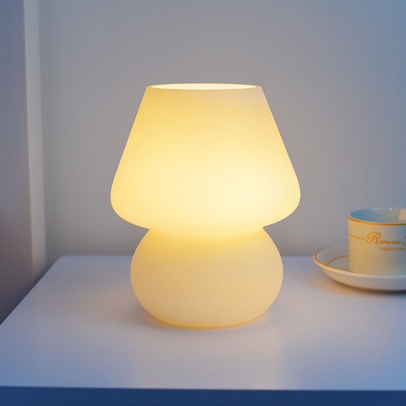 Striped Mushroom Glass LED Desk Lamp - Orchid Unique
