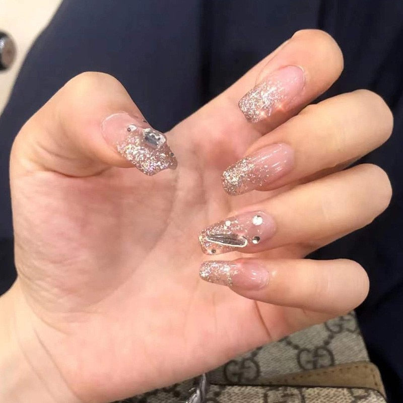 False Nails Coffin Almond Artificial Fake Nails - Orchid Unique