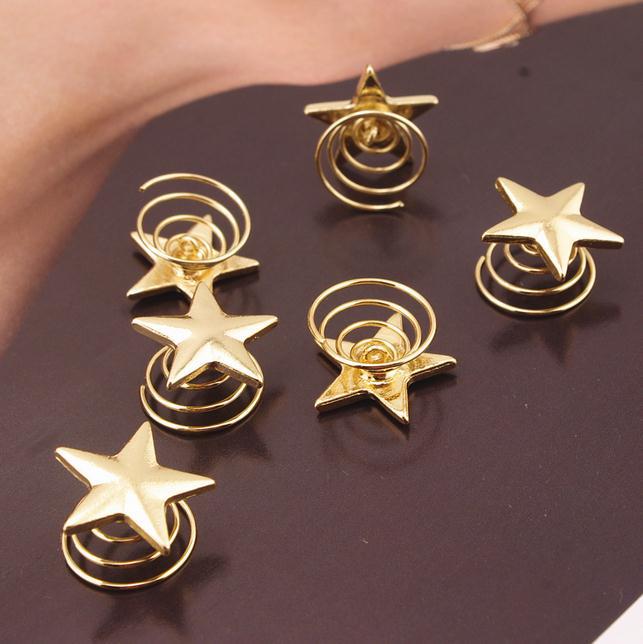 Gold Star Swirl Spiral Hairpin Barrettes - Orchid Unique