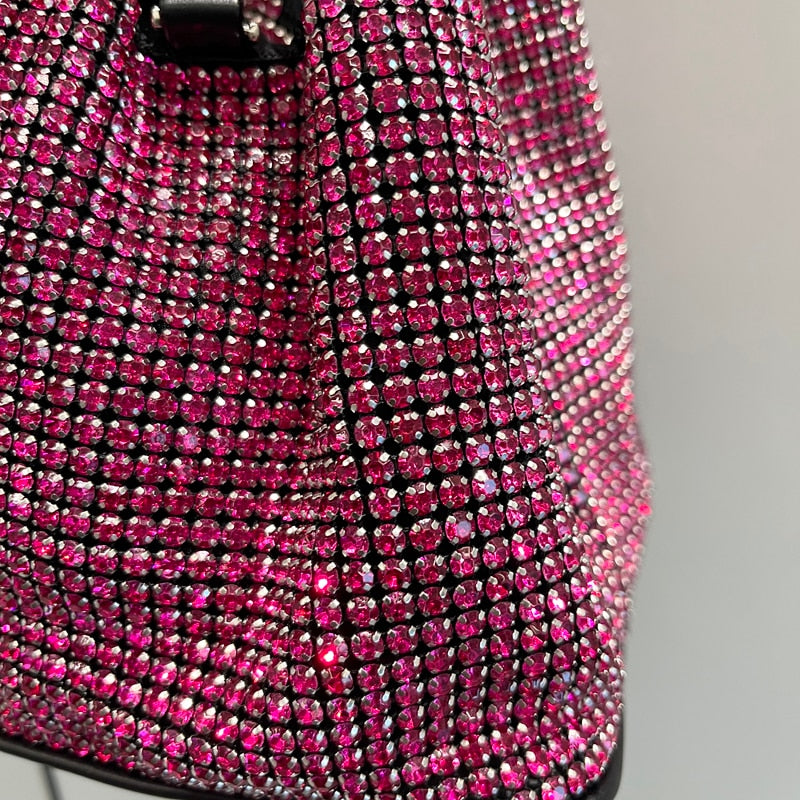 Shiny Crystal Clutch purse bucket Shoulder bag rhinestone Handmade purses and handbags luxury Designer Evening clutch Bag Purse - Orchid Unique